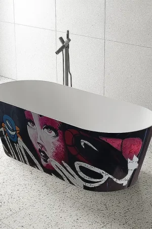 Wahlbach Graffiti vrijstaand bad 165x70cm solid surface Actieprijs